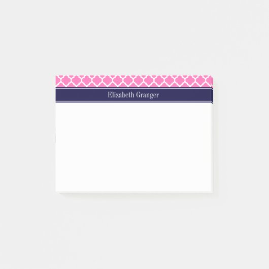 Post-it® Rose Chaud2 Blanc Marocain #5 Bleu Marine Monogram (Devant)