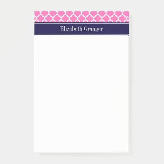 Post-it® Rose Chaud2 Blanc Marocain #5 Bleu Marine Monogram (Devant)