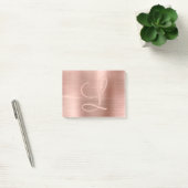 Post-it® Rose Chic Or Brossé Monogramme métallique Script (Bureau)