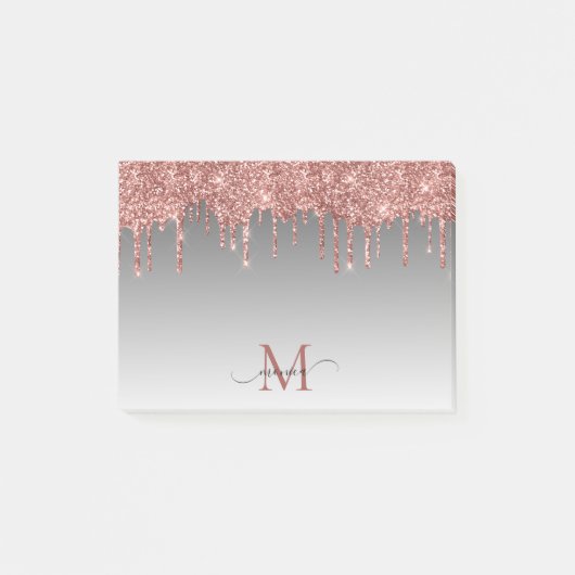 Post-it® Rose Chic Parties scintillant or Blush Monogramme  (Devant)