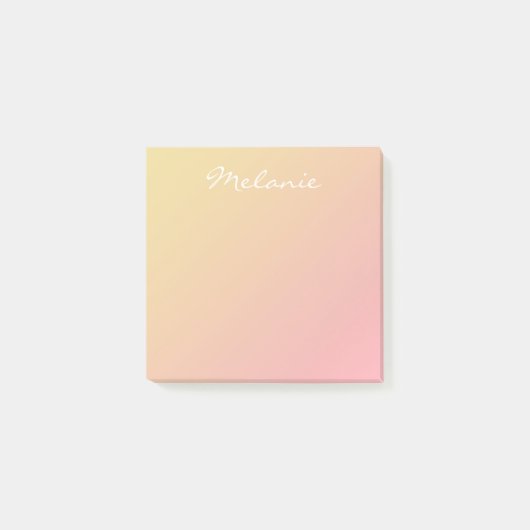 Post-it® Rose Corail Doré Ombré Moderne Script (Devant)