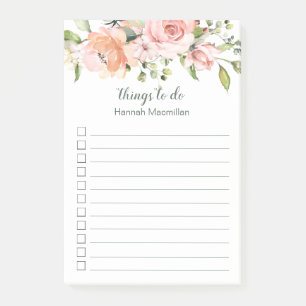 Post-it® rose d'abricot rose aquarelle Liste des tâches