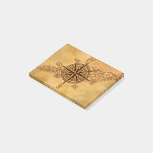 Post-it® Rose de boussole antique de style (Incliné)