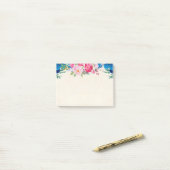 Post-it® Rose et Bleu Jolies Fleurs (Sur un bureau)