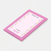 Post-it® Rose et jaune avec des étoiles et nom (Incliné)