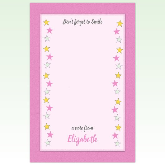 Post-it® Rose et jaune avec des étoiles et nom