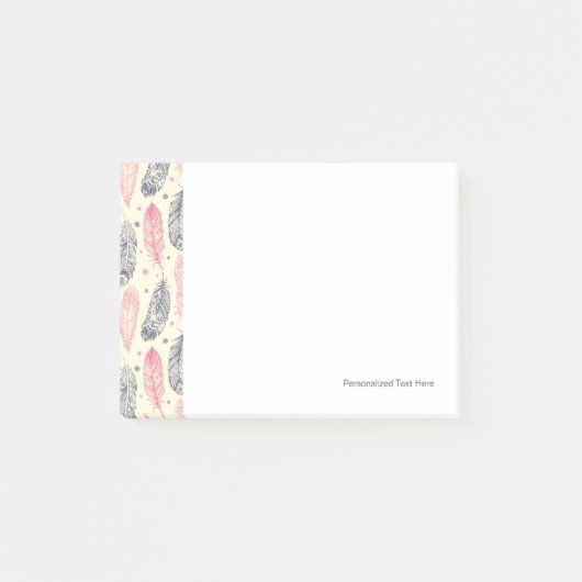 Post-it® Rose et motif ethnique pourpre de plume (Devant)
