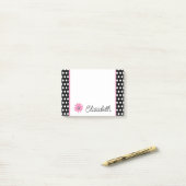 Post-it® Rose et noir avec Pois blancs Personnalisé (Sur un bureau)