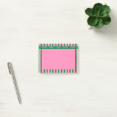 Post-it® Rose et vert rayé joyeux dessiné à la main (Bureau)