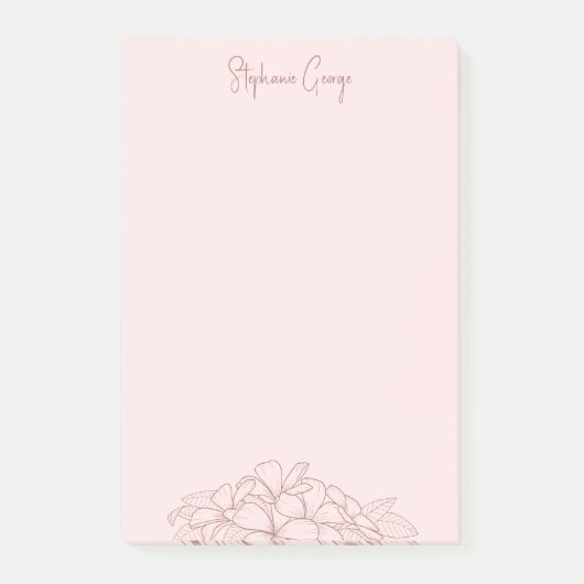 Post-it® rose féminin simple floral minimal botanique (Devant)