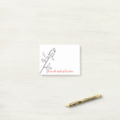 Post-it® Rose Fleur Noir & Blanc - Amour (Sur un bureau)