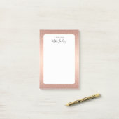 Post-it® Rose Gold Faux Parties scintillant Monogramme Ense (Sur un bureau)