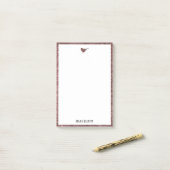 Post-it® Rose Gold Faux Parties scintillant Oiseau et front (Sur un bureau)