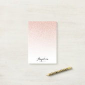 Post-it® Rose Gold Faux Parties scintillant Ombre Nom perso (Sur un bureau)