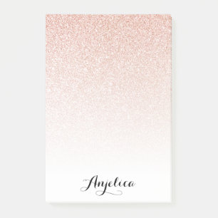 Post-it® Rose Gold Faux Parties scintillant Ombre Nom perso