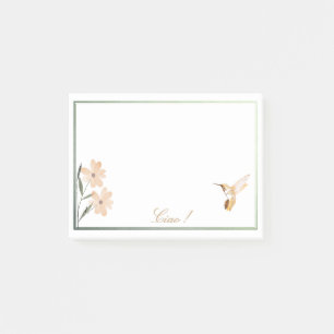 Post-it® Rose Gold Hummingbird rose Fleur personnalisée