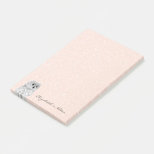 Post-it® Rose Gold Parties scintillant Cute Owl Ajouter un  (Incliné)