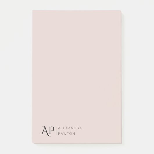 Post-it® Rose léger Personnalisé Monogramme personnel (Devant)