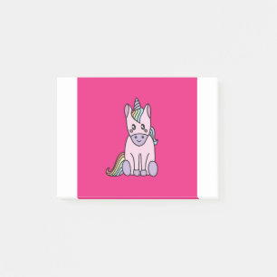 Post-it® Rose magique et arc-en-ciel de licorne de Kawaii