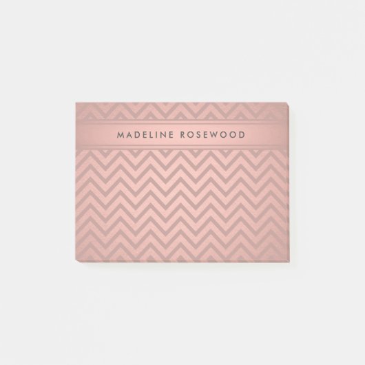 Post-it® Rose moderne or Chevron Motif Monogramme (Devant)