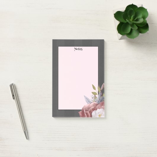 Post-it® Rose moderne simple et rayures (Bureau)
