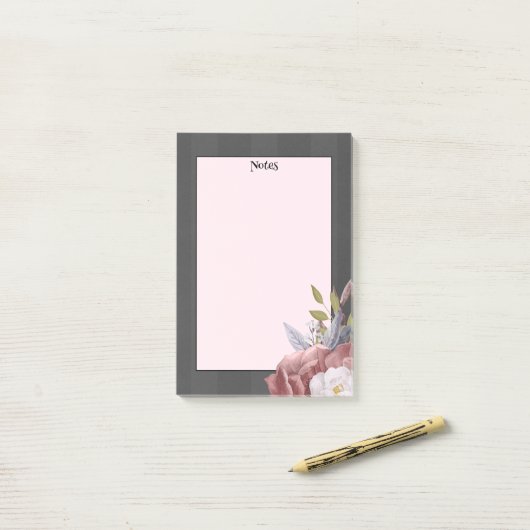 Post-it® Rose moderne simple et rayures (Sur un bureau)