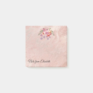 Post-it® Rose or marbre boho aquarelle fleurie