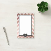 Post-it® Rose or zig zag noir monogramme cadre coeur (Bureau)