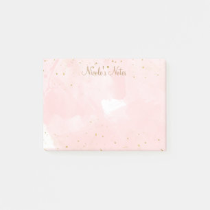 Post-it® Rose Pâle Doré Moderne Personnalisé avec Éclabouss
