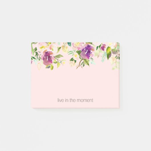 Post-it® Rose Pâle Floral Aquarelle Violet (Devant)