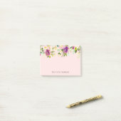 Post-it® Rose Pâle Floral Aquarelle Violet (Sur un bureau)