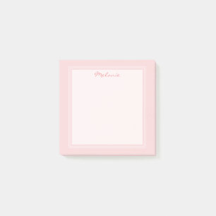 Post-it® Rose Pâle Moderne avec Bordure Blanche et Écriture