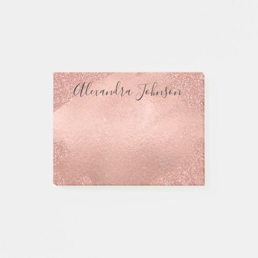 Post-it® Rose pâle - Rose Gold Foil Brush Strot (Devant)