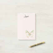 Post-it® Rose Pâle Vert Menthe Or Papillon Amour (Sur un bureau)