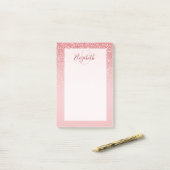 Post-it® Rose Parties scintillant or Blush Ombre personnali (Sur un bureau)
