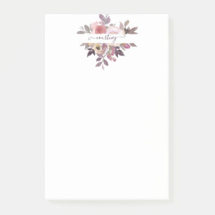 Post-it® Rose pastel et floral personnalisé violet