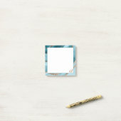 Post-it® Rose personnalisé Gold Turquoise MARBRE Bleu Stick (Sur un bureau)