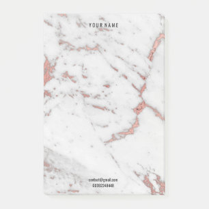 Post-it® Rose rose blanche Marbre Or Pierre Lux Nom Adresse