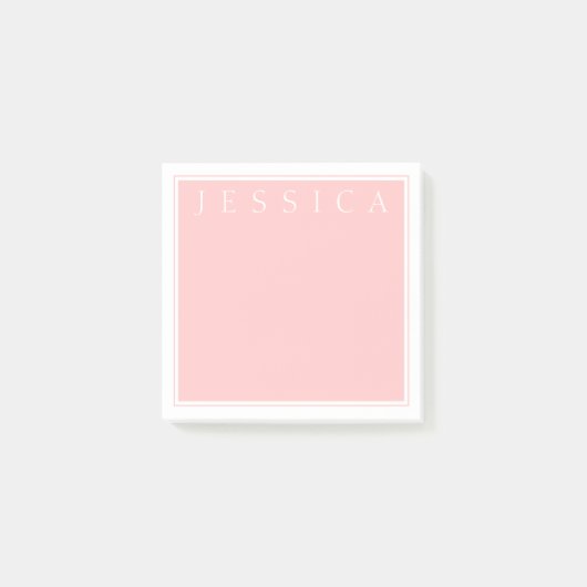 Post-it® Rose Rose clair | Votre nom en blanc (Devant)