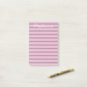 Post-it® Rose rose moderne et rayures mauves (Sur un bureau)