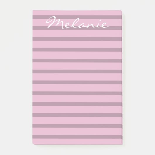 Post-it® Rose rose moderne et rayures mauves (Devant)