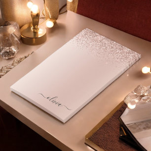 Post-it® Rose Rose Or brossé Métal Nom du monogramme