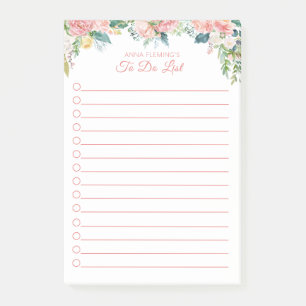 Post-it® Rose rose rose floral Script à faire LISTE