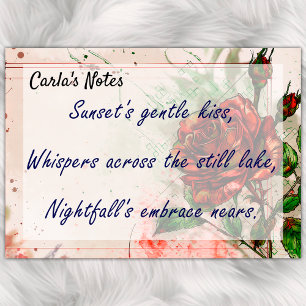 Post-it® Rose rouge romantique, Aquarelle Style 4" x 3"