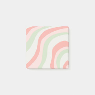 Post-it® Rose Sage Vert Pastel Stripes Chic Moderne Rétro