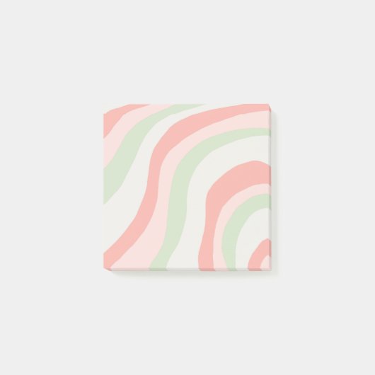 Post-it® Rose Sage Vert Pastel Stripes Chic Moderne Rétro (Devant)