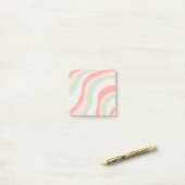 Post-it® Rose Sage Vert Pastel Stripes Chic Moderne Rétro (Sur un bureau)