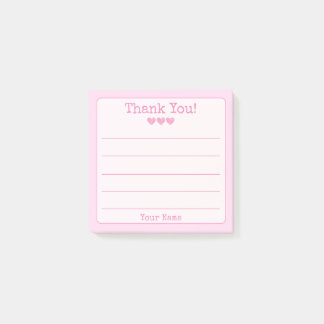 Post-it® Rose Simple Votre Nom Et Coeurs Merci