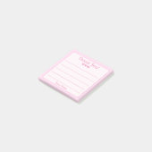 Post-it® Rose Simple Votre Nom Et Coeurs Merci (Incliné)