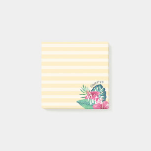 Post-it® Rose tropical de feuillage floral et rayure